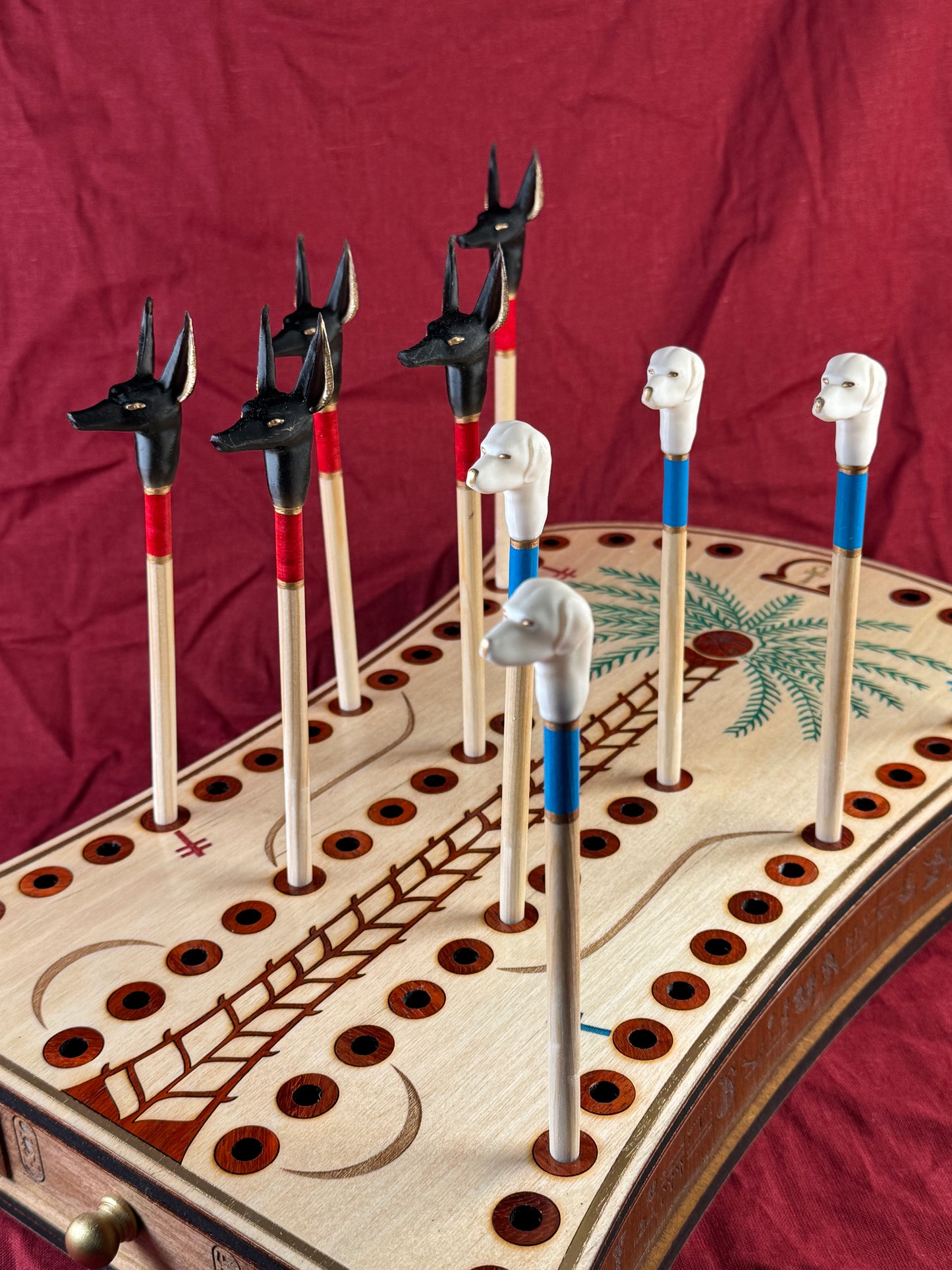 Hounds and Jackals Ancient Egyptian Game, Heirloom Quality, Hand Made, Exotic Woods, Museum Quality Woodworking.