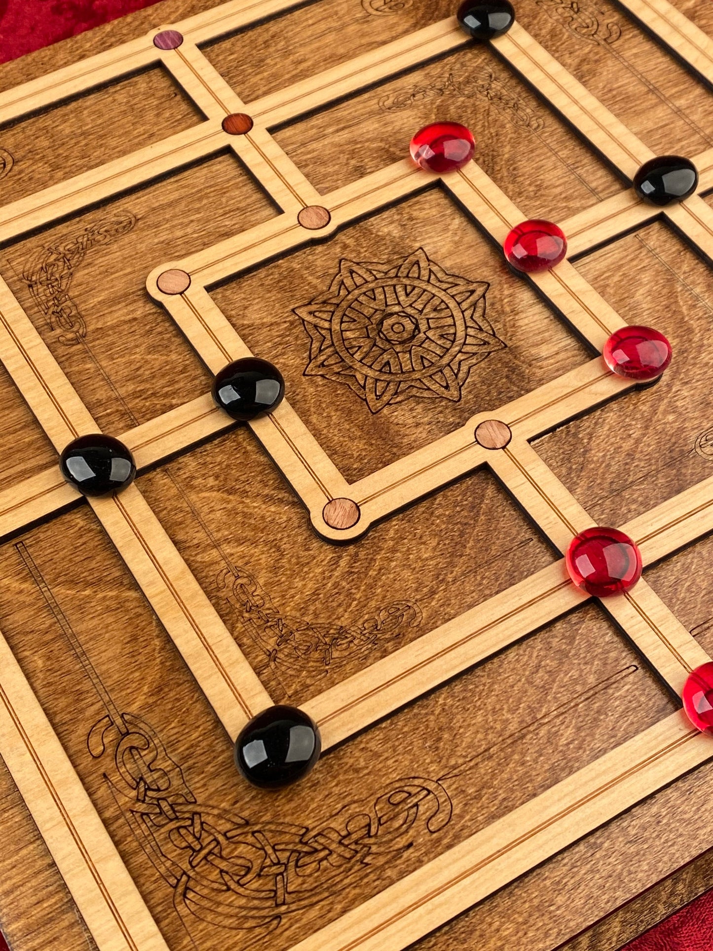 Nine Men's Morris! Stunning Hand Made Gaming Centerpiece! Ancient Celtic Version