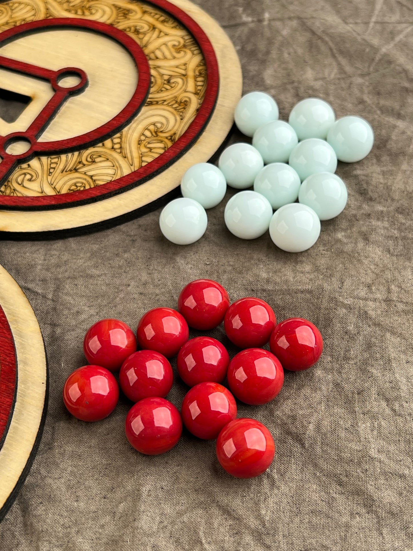 Surakarta! A Mysterious Abstract Game from the exotic land of Indonesia. Wood & Hand Made Glass Marbles!