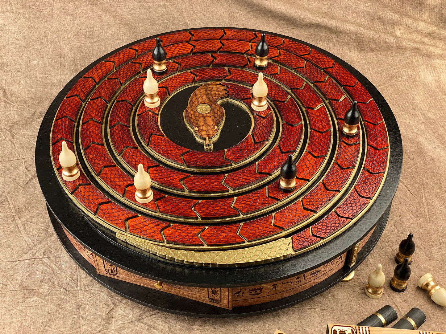The Pharoahs Game of MEHEN ~ Museum Quality Craftsmanship ~ Custom made stunning Board Game from Ancient Egypt. LIMITED EDITION