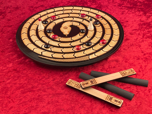 MEHEN! The Ancient Egyptian Game of the Pharaohs. Beautiful Wood & Glass Treasure.
