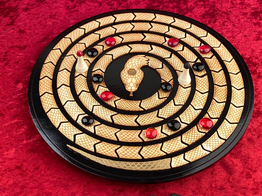MEHEN! The Ancient Egyptian Game of the Pharaohs. Beautiful Wood & Glass Treasure.