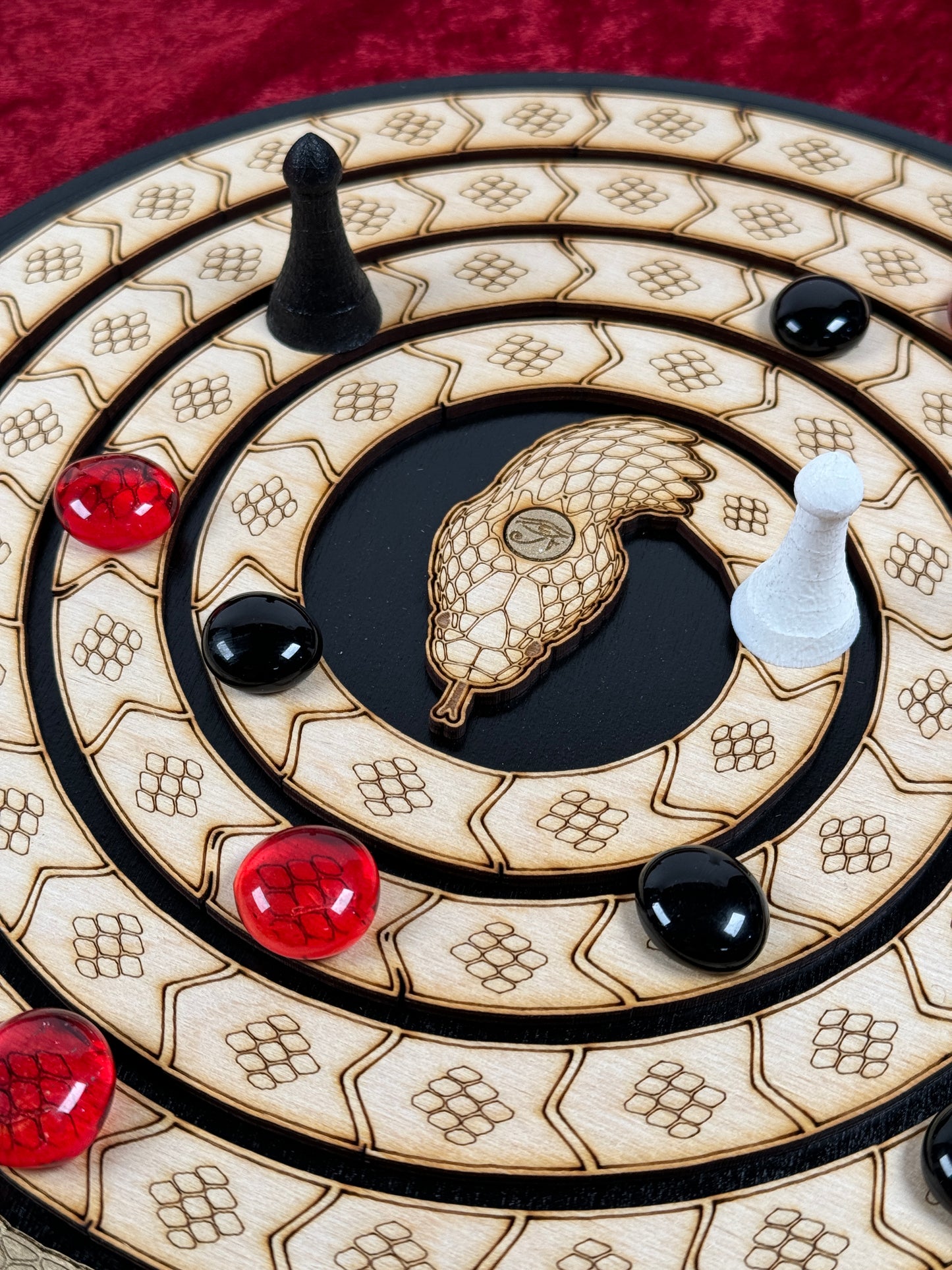 MEHEN! The Ancient Egyptian Game of the Pharaohs. Beautiful Wood & Glass Treasure.