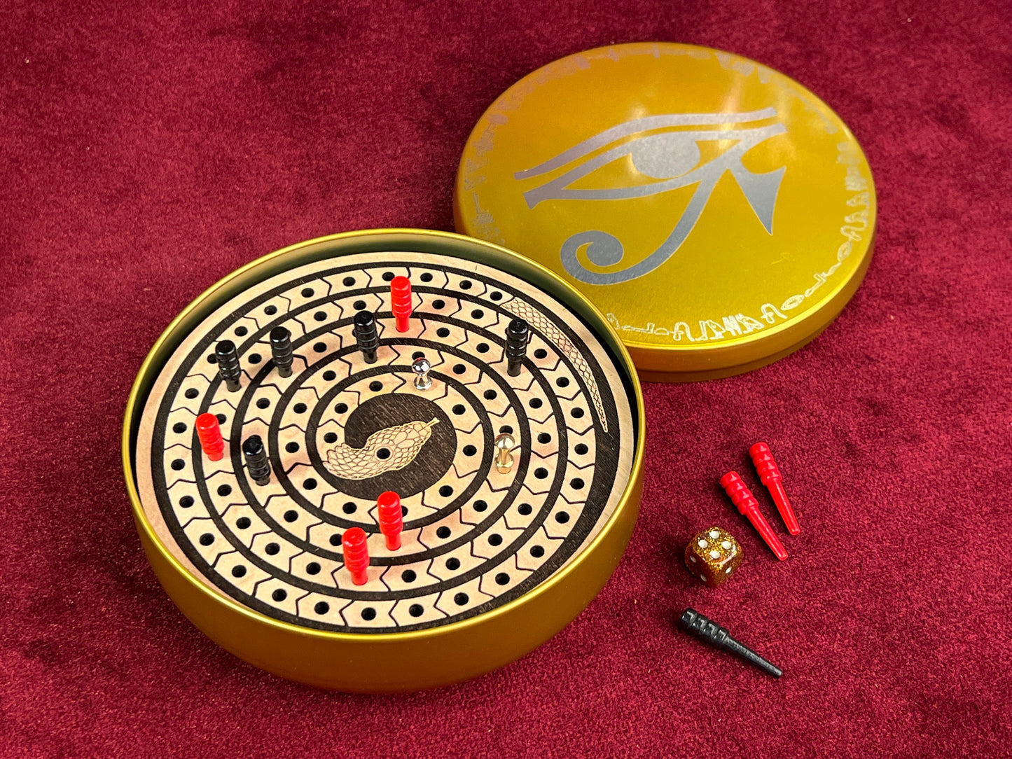 MEHEN - The Ancient Egyptian Game Encased in Beautiful Engraved Metal Box.