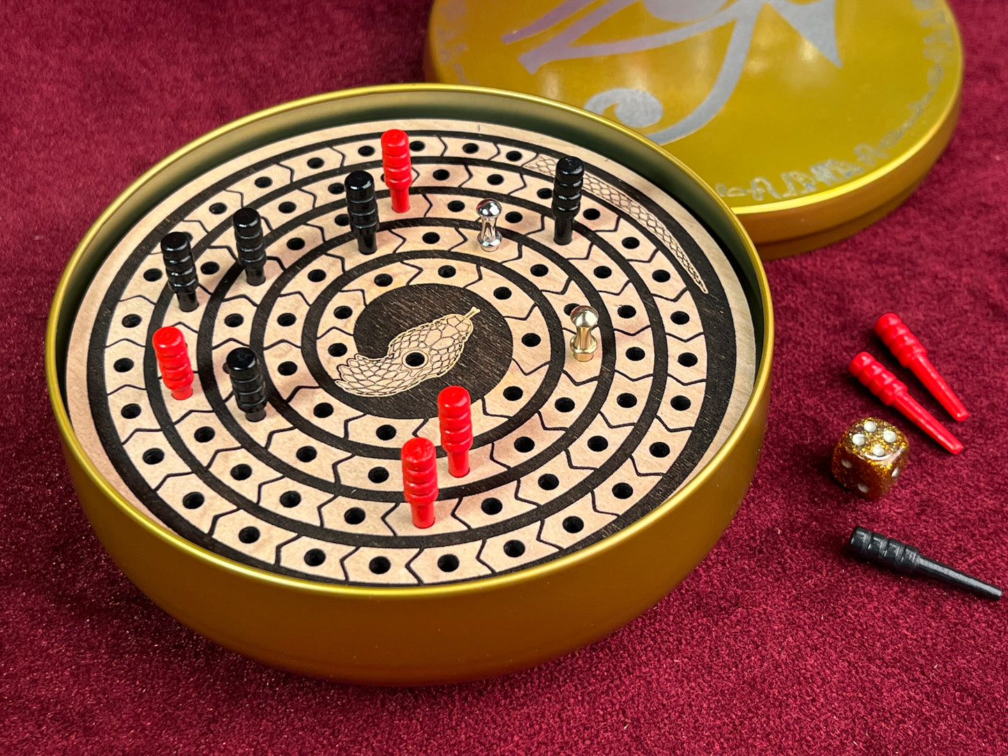 MEHEN - The Ancient Egyptian Game Encased in Beautiful Engraved Metal Box.