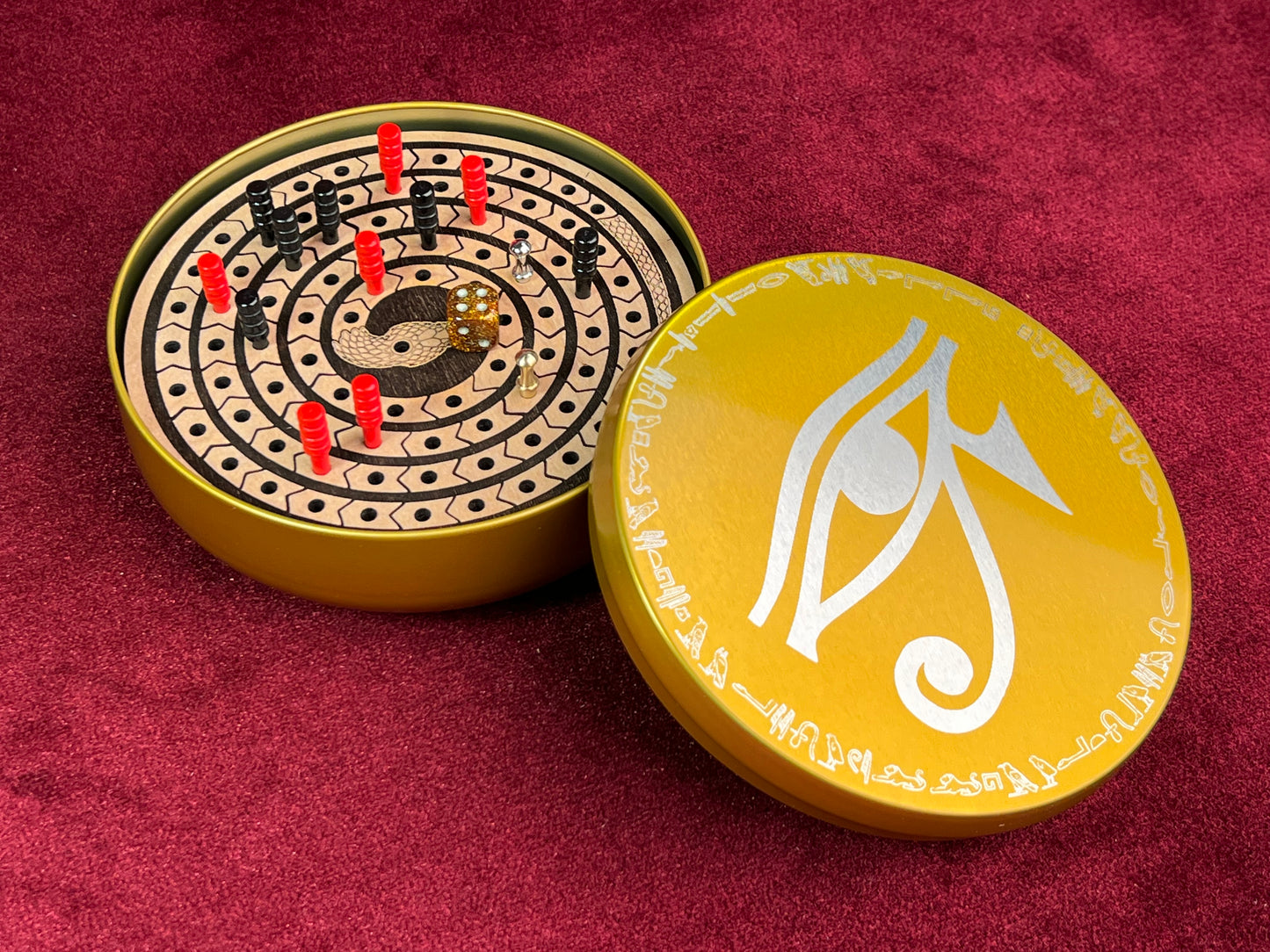 MEHEN - The Ancient Egyptian Game Encased in Beautiful Engraved Metal Box.