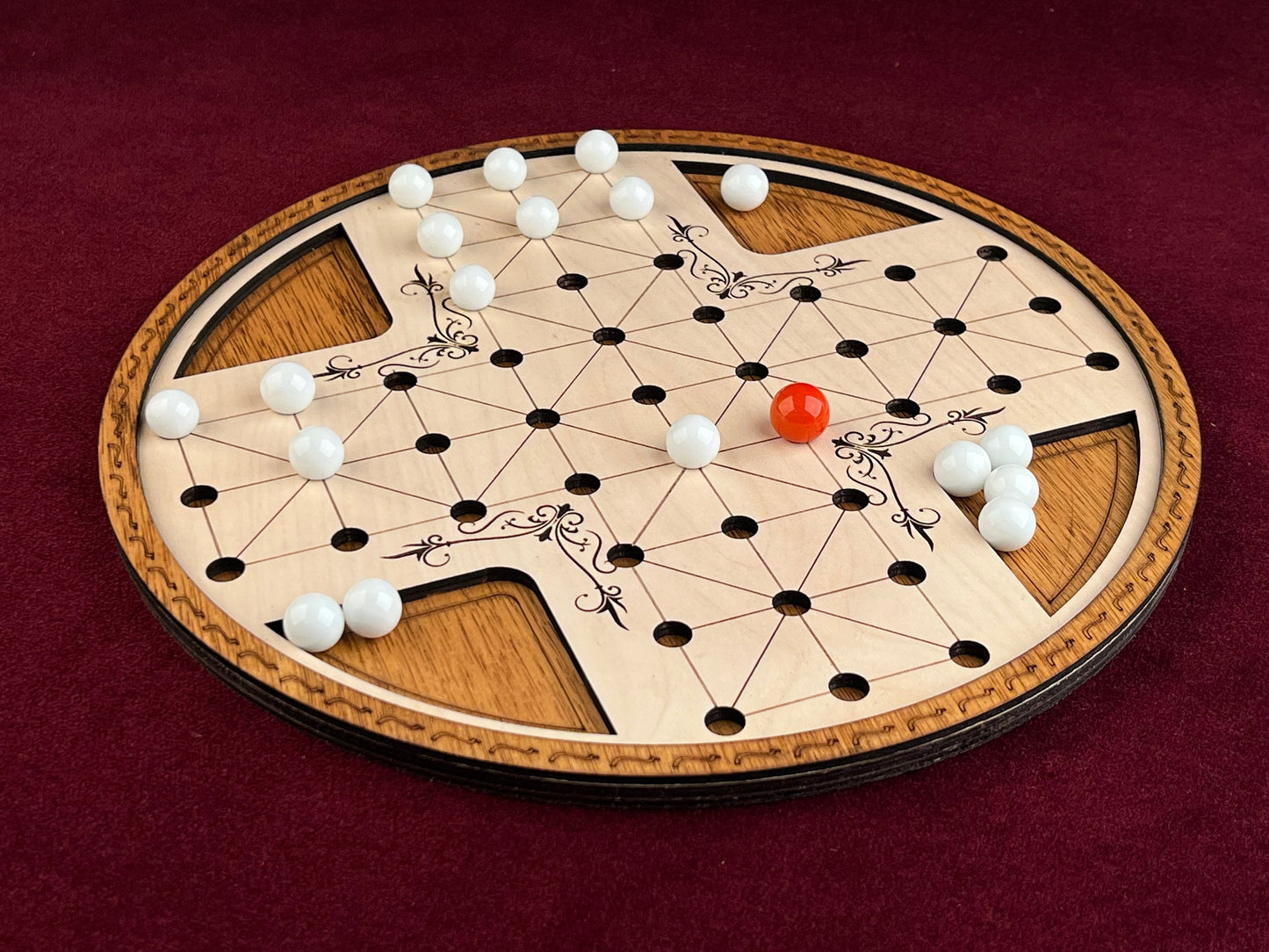 Fox and Geese! The Classic 18th C. British Pub Game! Beautifully Reimagined! Wood and Glass. Hand Made.