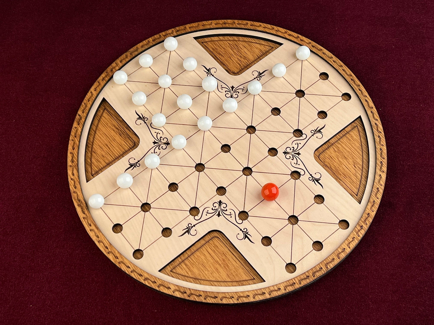 Fox and Geese! The Classic 18th C. British Pub Game! Beautifully Reimagined! Wood and Glass. Hand Made.