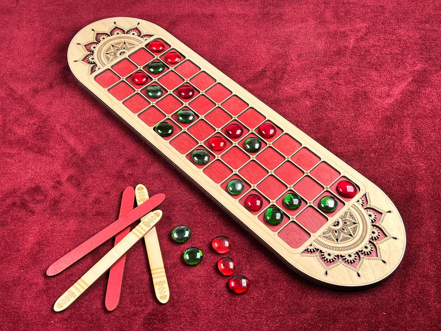 Tablan ~ The Ancient Game of India. Abstract Wooden Board Game from the Ancient World.