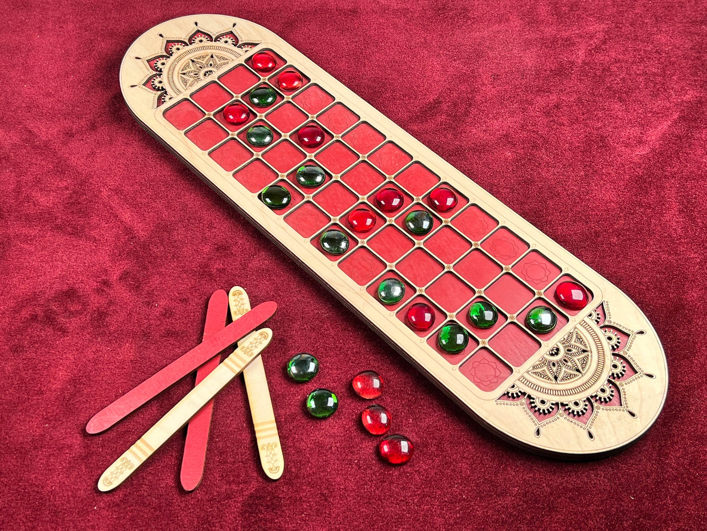 Tablan ~ The Ancient Game of India. Abstract Wooden Board Game from the Ancient World.