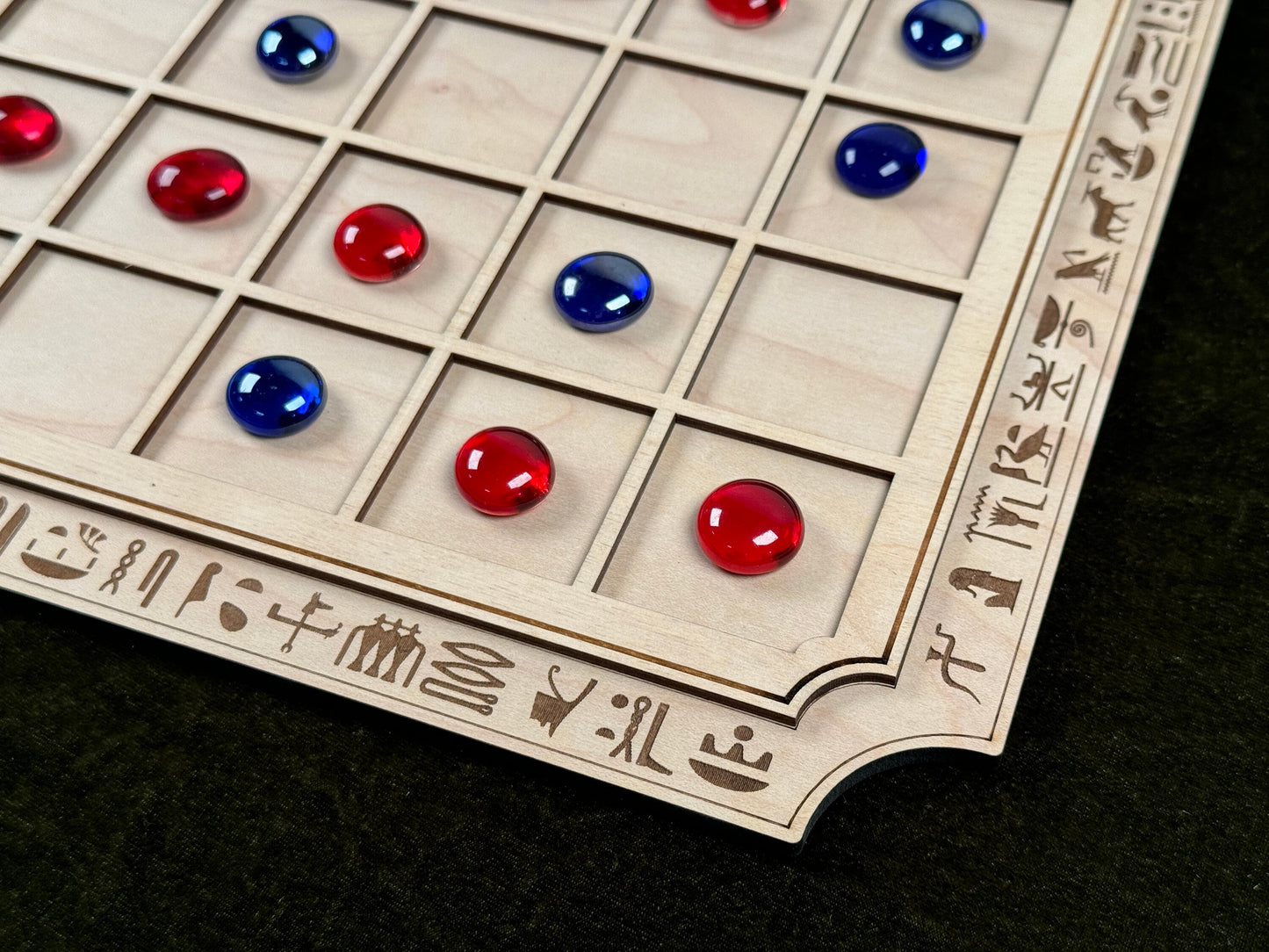 SEEGA ~ Ancient Game of the Pharaohs! Egyptian Game of Strategy, Hand Made, Glass Pawns