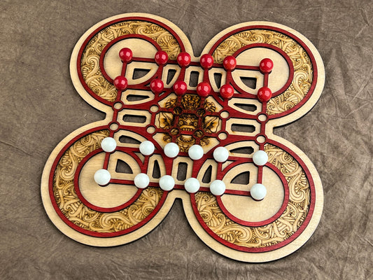 Surakarta! A Mysterious Abstract Game from the exotic land of Indonesia. Wood & Hand Made Glass Marbles!