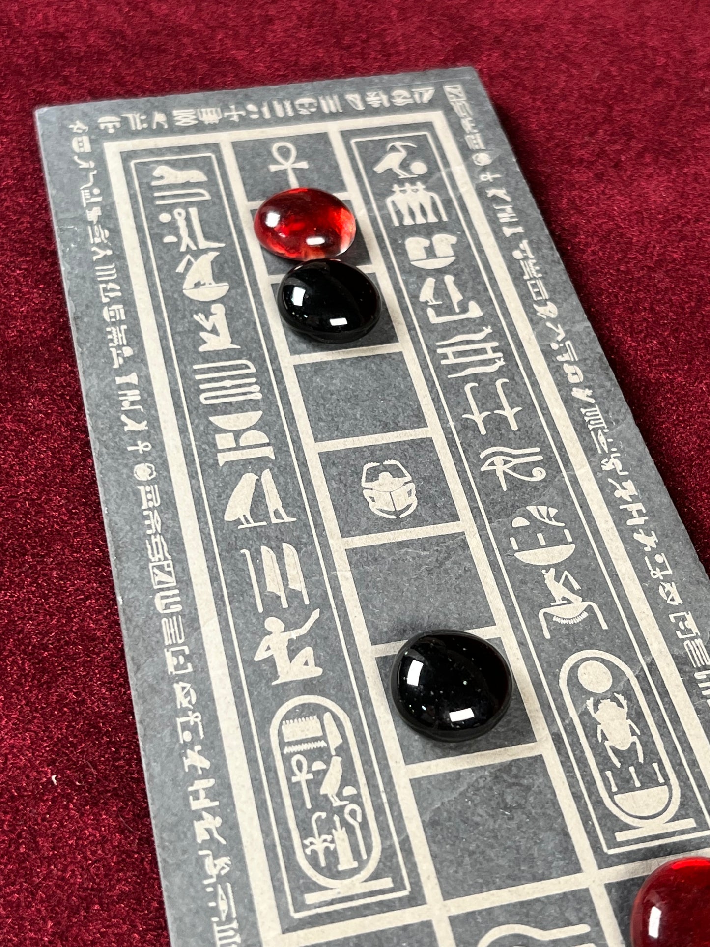 ASEB ~ The Ancient Egyptian Game of 20 Squares. Engraved in Natural Stone, Featuring Glass Pawns and Egyptian Casting Sticks.