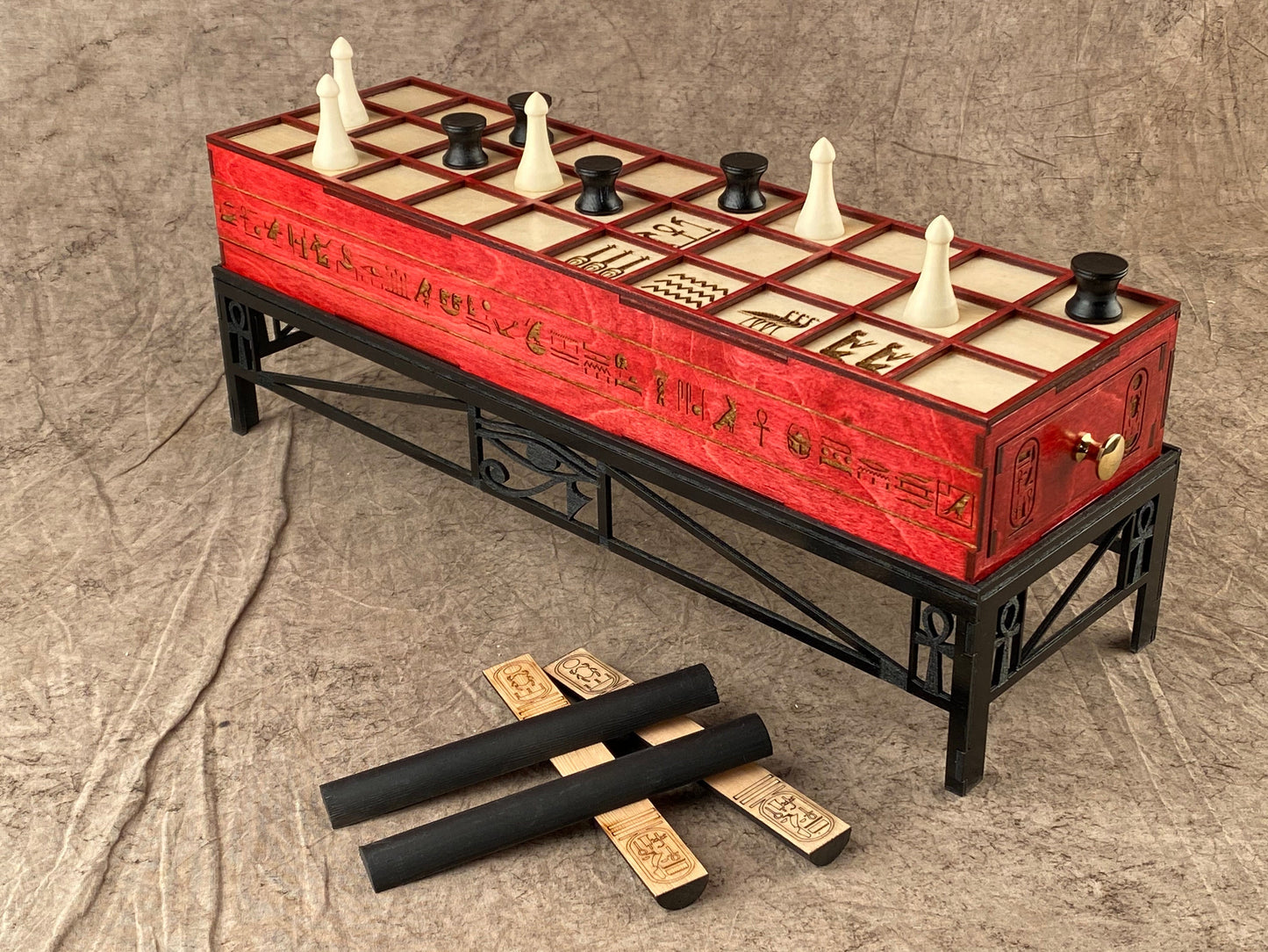 The Anubis SENET. A Game from the Ancient Egyptian Underworld! Stunning Blood Red & Black.